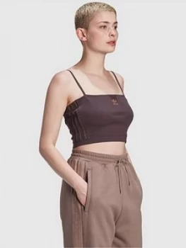 Image of adidas Originals New Neutral Spaghetti Strap Tank Top - Brown, Dark Brown, Size 18, Women