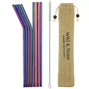 Image of Wild & Stone Reusable Metal Drinking Straws - Stainless Steel - Rai...