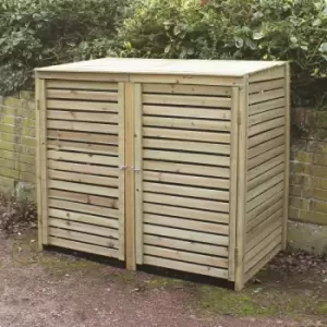Image of Large Wooden Outdoor Garden Patio Double Wheelie Bin Store Storage
