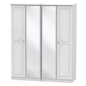 Image of Robert Dyas Berryfield Ready Assembled 4-Door Wardrobe with 2 Mirrors