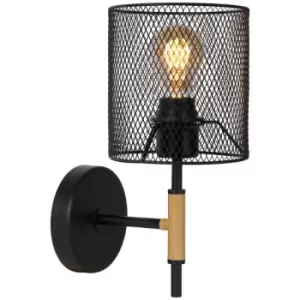 Image of Lucide BASKETT - Wall Light - 1xE27 - Black