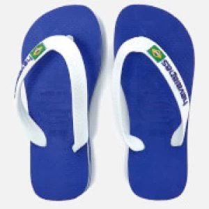 Image of Havaianas Kids Brasil Logo Flip Flops - Marine Blue - EU 29-30/UK 12 Kids - Blue