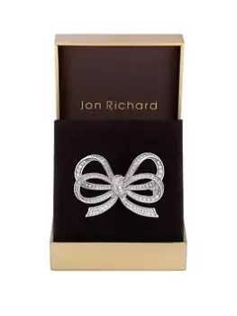 Image of Jon Richard Rhodium Plated Bow Brooch - Gift Boxed