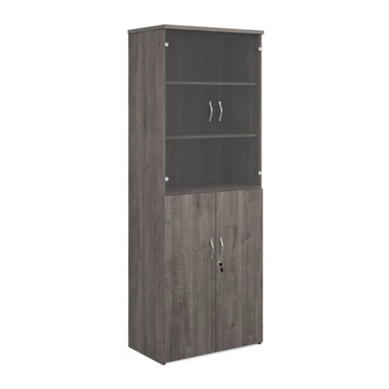 Image of Universal Universal combination unit with glass upper doors 2140mm high with 5 shelves - grey oak R2140COMGO