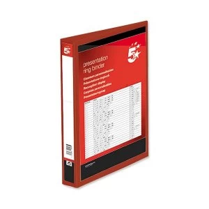 Image of 5 Star Presentation Ring Binder PVC 4 D-Ring 25mm Size A4 Red Pack 10