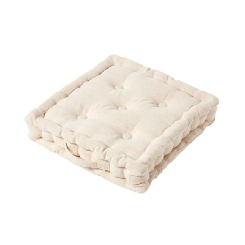 Image of Homescapes Rajput Ribbed Cotton Floor Cushion Natural