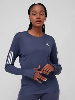 Image of adidas Own The Run Long Sleeve Tee - Dark Navy, Dark Navy Size M Women