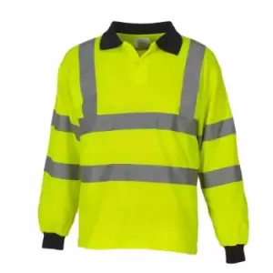 Image of Yoko Ladies/Womens Hi-Vis Long Sleeve Polo Shirt (Pack of 2) (M) (Hi-Vis Yellow) - Hi-Vis Yellow
