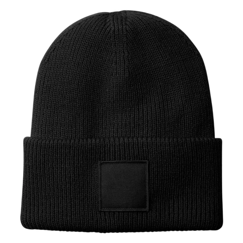 Image of Beechfield Mens Tonal Patch Cuffed Beanie in Black Male One Size
