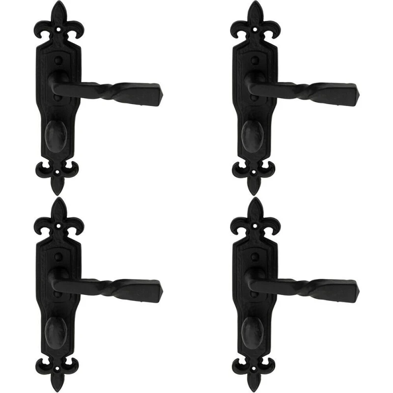 Image of Loops 4x PAIR Forged Twisted Ornate on Bathroom Backplate 226 x 50mm Black Antique Black