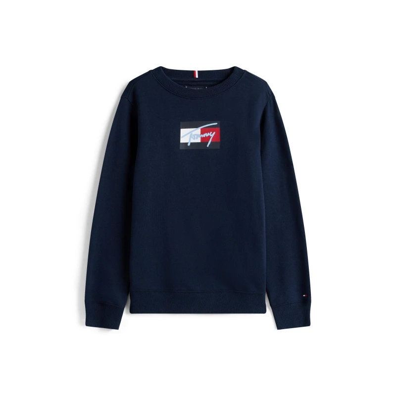Image of Tommy Hilfiger Kids Soft Fabric Crew Sweatshirt Night Navy C1G male 8Y