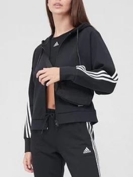 Image of Adidas 3 Stripe Full Zip Hoodie - Black
