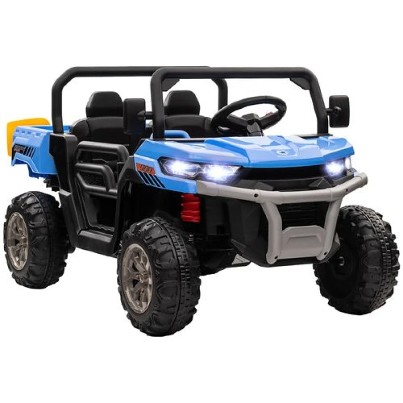 Image of HOMCOM 12V Two-Seater Kids Electric Ride-On Car w/ Electric Bucket - Green - Blue TJ Hughes 5056725554958