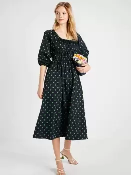 Image of Kate Spade Picture Dot Riviera Dress, Blazer Blue/Ks Green, M (Uk 12,14)
