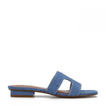 Image of Dune Blue 'Loupe' Block Heel Mules - 3