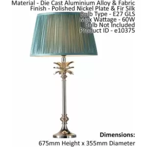 Image of Table Lamp Polished Nickel Plate & Fir Silk 60W E27 Base & Shade e10375