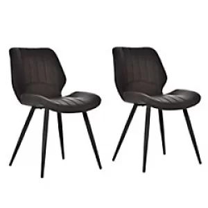 Image of PK2 HOMCOM Dining Chair Dark Brown PU, Sponge, Steel 835-172V70BN