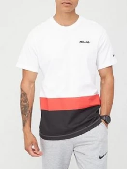 Image of Nike Sportswear Air Blocked Short Sleeve Tee - White/Red