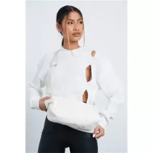 Image of I Saw It First Cream Quilted Nylon Shoulder Bag - White