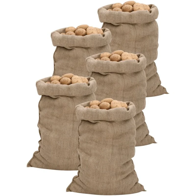 Image of Vidaxl Jute Sacks 5 Pcs 60X105cm 100% Jute 340 Gsm, Brown 155783