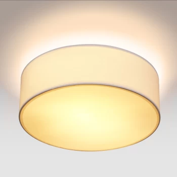 Image of Ceiling Lamp Fabric 30cm Round 1 Flame E27 Bedroom Living Room Grey Black Taupe White White - Monzana