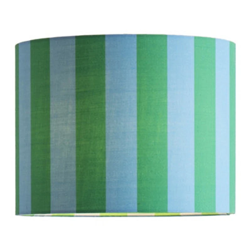 Image of ValueLights ValueLights Callie Colour Clash Blue and Green Stripe Fabric Drum Lamp Shade Size: Small Multi Small Unisex 5016529272519