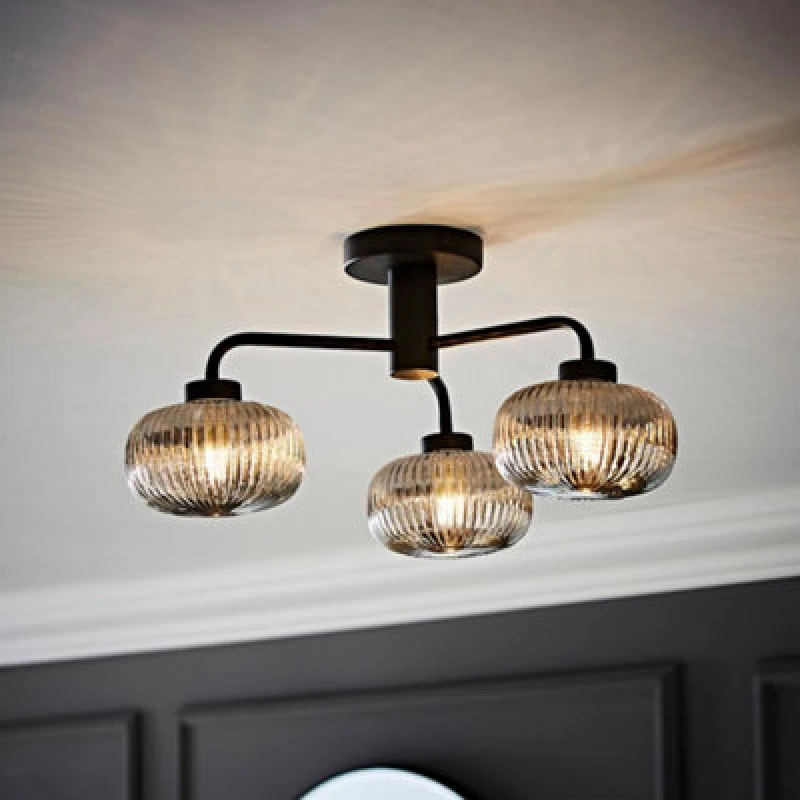 Image of Matt Black 3 Way Bathroom Ceiling Light