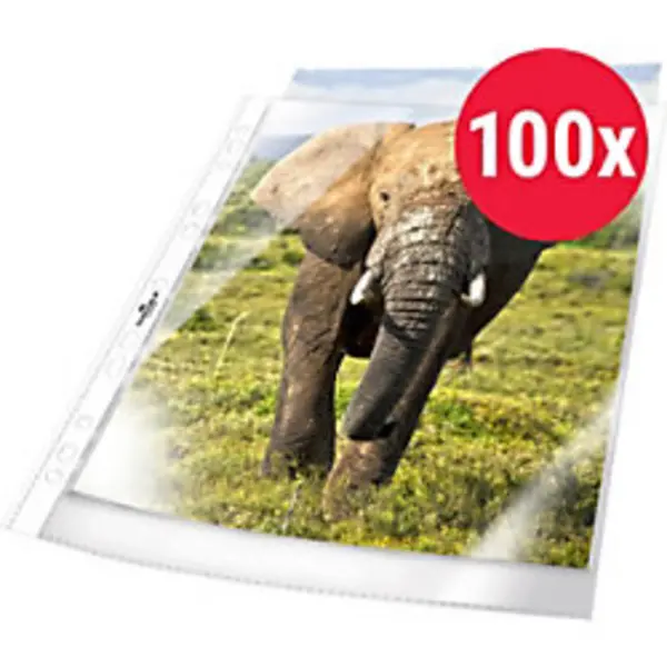 Image of Durable Business Punched Pockets A4 Orange Peel Transparent 60 microns PP (Polypropylene) Up 11 Holes 2658 Pack of 100