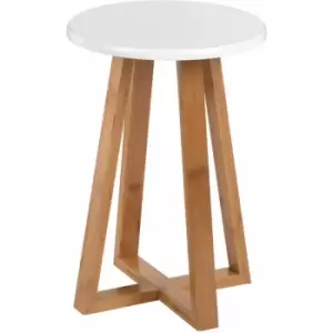 Image of Premier Housewares - Viborg White and Natural Bamboo Round Stool