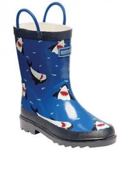 Image of Regatta Boys Mudplay Junior Shark Wellies - Blue