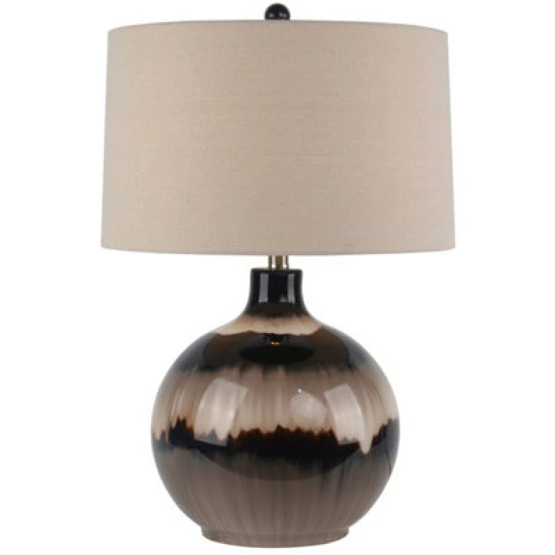Image of Hill Interiors Sepia Shadows Table Lamp With Linen Shade - Glass - L43 X W43 X H66cm - Brown