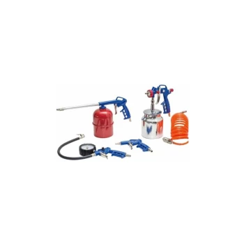 Image of 5pc Air Kit Tyre Inflator Spray Gun Degreaser Blower & Hose Line for Compressor - Autojack