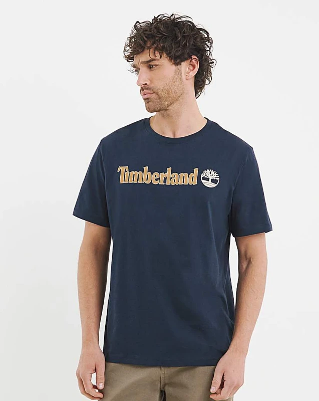 Image of Timberland Linear Logo T-Shirt Navy S