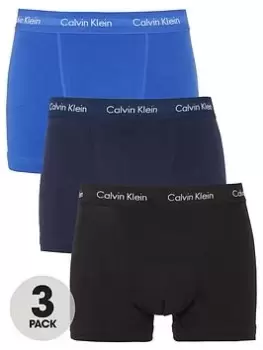 Image of Calvin Klein Core 3 Pack Trunks - Blue/Navy/Black, Blue/Navy/Black, Size L, Men