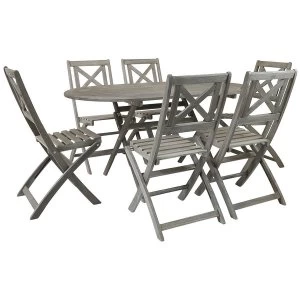 Image of Charles Bentley Isla Hardwood 6-Seater Outdoor Dining Set