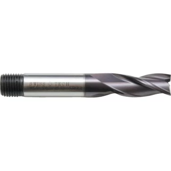 Image of SwissTech 8.00MM HSS-Co 8% 3 Flute Threaded Shank Slot Drills - TiAlN Coated