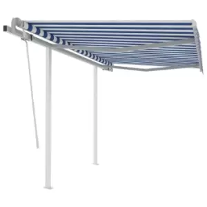 Image of Vidaxl Manual Retractable Awning With Posts 3.5X2.5 M Blue And White