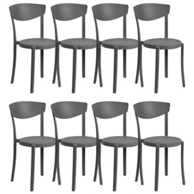 Image of Beliani Set Of 8 Dining Chairs Vieste Dark Grey