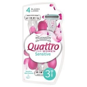Image of Wilkinson Sword Quattro For Her Sensitive Disposables 3s