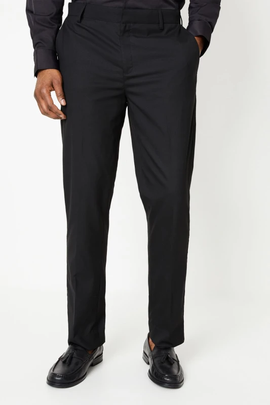 Image of Burton Mens Black Tailored Fit Smart Trousers Black 32R Male BBB05312