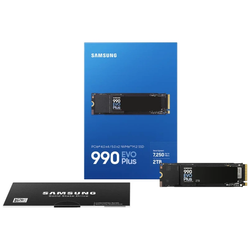 Image of Samsung 990 Evo PLUS 2TB PCIe 4.0 / 5.0 Hybrid NVMe SSD M.2 2280 - MZ-V9S2T0BW - Read 7250MB/s, Write 6300MB/s