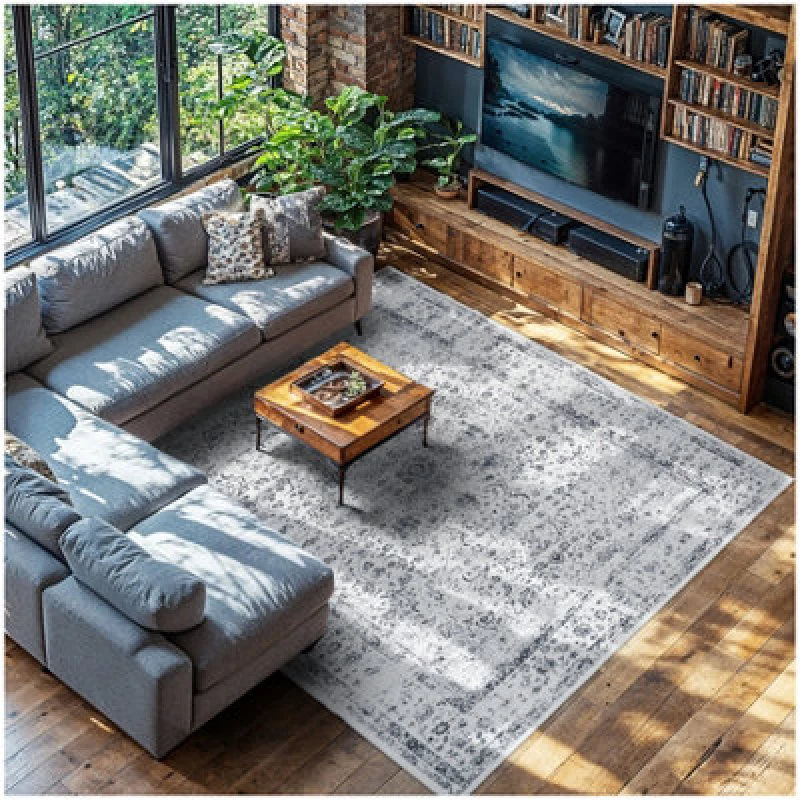 Image of Tectake Washable Rug Aliya - Different Sizes, Oriental Pattern, Non-Slip Underside, Non-Allergenic Short Pile 240 X 340 Cm - Grey