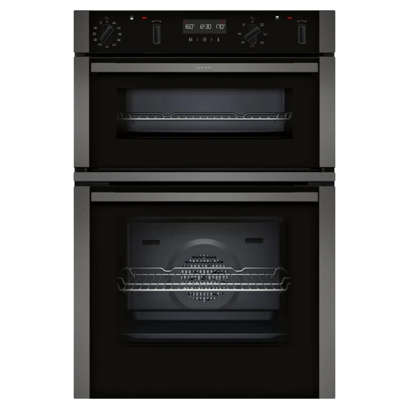 Image of NEFF N50 U2ACH7AG7B Built In WiFi Connected Electric Double Oven with Pyrolytic Cleaning - Graphite - A/B Rated