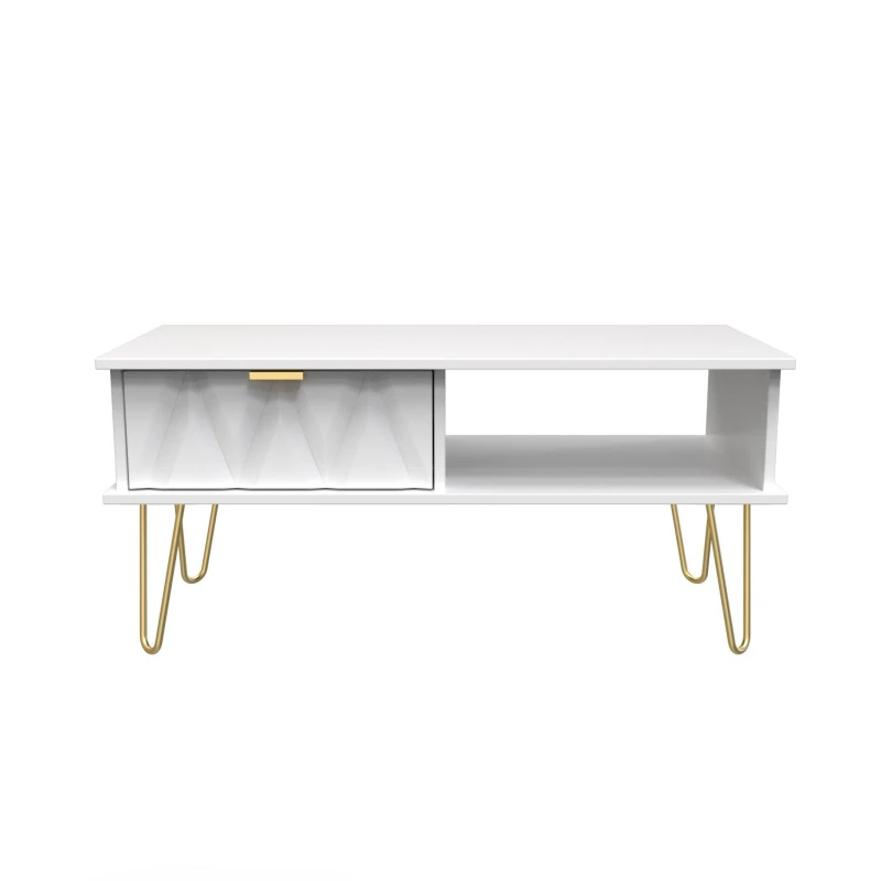 Image of Dallas 1 Drawer Coffee Table In White Matt (Ready Assembled)