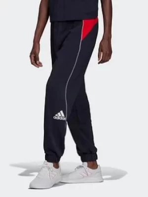 Image of adidas Essentials Colorblock Loose Joggers, Blue Size XS Women