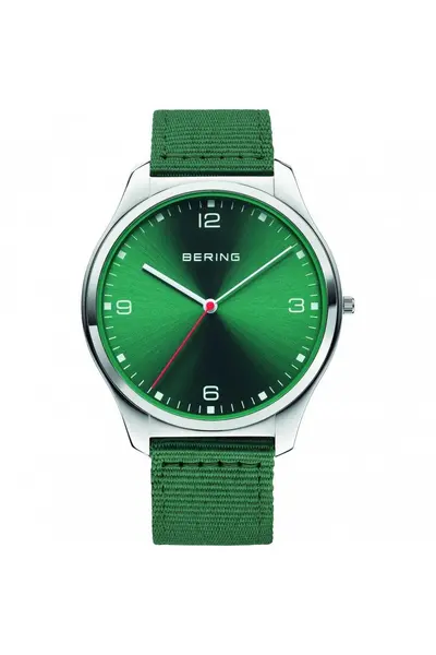 Image of Bering Ocean Ultra Slim Stainless Steel Classic Analogue Watch - 18342-508 Green