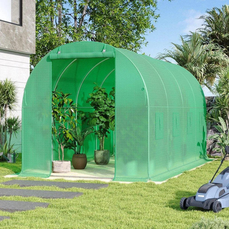 Image of Breeins Metal Framed Walk-in Greenhouse Green Green L
