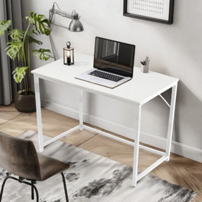 Image of House of Home Desk Computer PC Laptop Home Office Work Desk Study Writing White Grained Style 80cm Black unisex