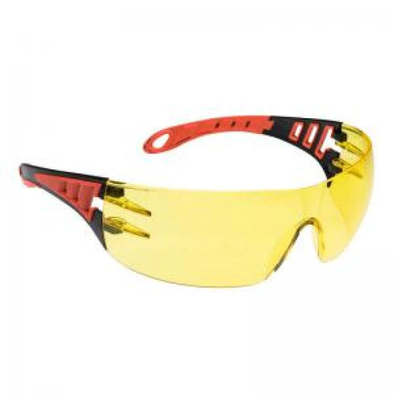Image of Portwest Tech Look Safety Glasses PS12AMR Frame: Red