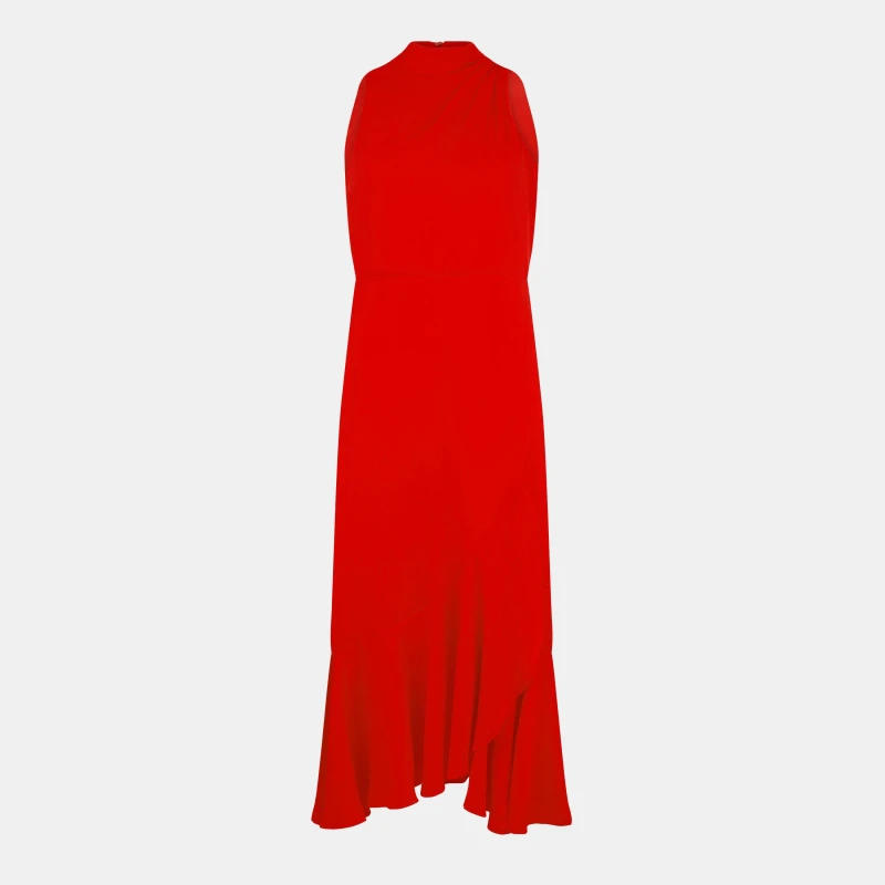Image of Ted Baker Neck Tie Midi Dress Red female 6 (2X)